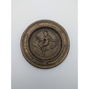 Antique Neoclassical Art Nouveau Bronze Victorian Change Tray Naked Lady 5" Bowl